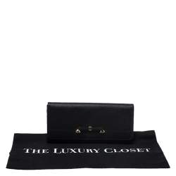 Pre Owned Prada Black Saffiano Lux Leather Bow Flap Wallet