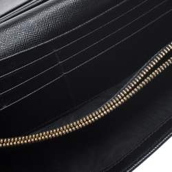 Pre Owned Prada Black Saffiano Lux Leather Continental Wallet