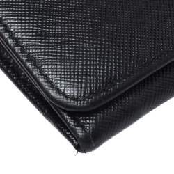Pre Owned Prada Black Saffiano Lux Leather Continental Wallet