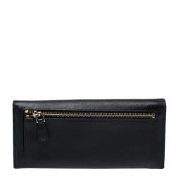 Pre Owned Prada Black Saffiano Lux Leather Continental Wallet