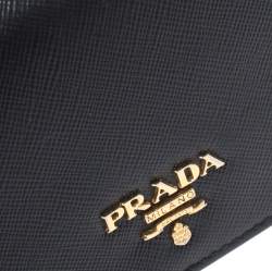 Pre Owned Prada Black Saffiano Lux Leather Continental Wallet