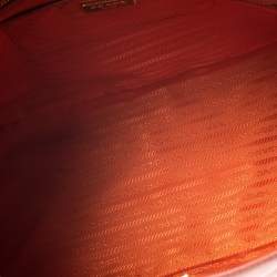 Pre Owned Prada Orange Saffiano Lux Leather Large Gardener's Tote