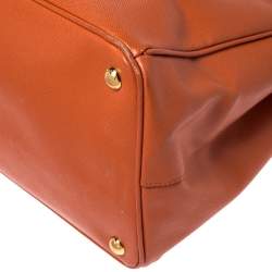 Pre Owned Prada Orange Saffiano Lux Leather Large Gardener's Tote