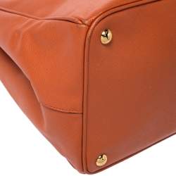 Pre Owned Prada Orange Saffiano Lux Leather Large Gardener's Tote