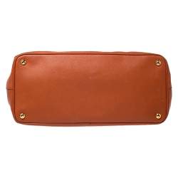 Pre Owned Prada Orange Saffiano Lux Leather Large Gardener's Tote