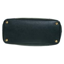 Pre Owned Prada Green Bicolor Saffiano Lux Leather Medium Double Zip Tote