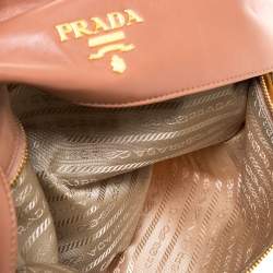 Pre Owned Prada Old Rose Nylon and Leather Oversize Clutch