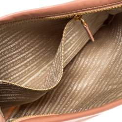 Pre Owned Prada Old Rose Nylon and Leather Oversize Clutch