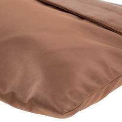 Pre Owned Prada Old Rose Nylon and Leather Oversize Clutch