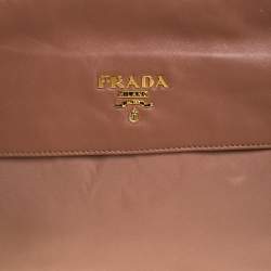 Pre Owned Prada Old Rose Nylon and Leather Oversize Clutch