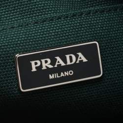 Pre Owned Prada Light Beige Canvas Floral Patch Tote