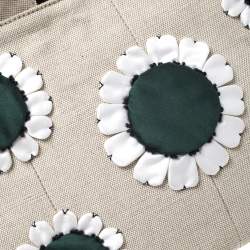 Pre Owned Prada Light Beige Canvas Floral Patch Tote