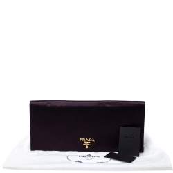 Pre Owned Prada Purple Raso Satin Flap Clutch