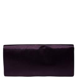 Pre Owned Prada Purple Raso Satin Flap Clutch