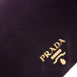 Pre Owned Prada Purple Raso Satin Flap Clutch