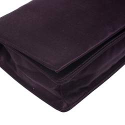 Pre Owned Prada Purple Raso Satin Flap Clutch