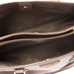 Pre Owned Prada Nude Saffiano Lux Leather Small Galleria Tote