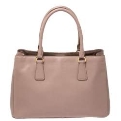 Pre Owned Prada Nude Saffiano Lux Leather Small Galleria Tote