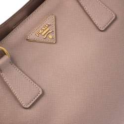 Pre Owned Prada Nude Saffiano Lux Leather Small Galleria Tote