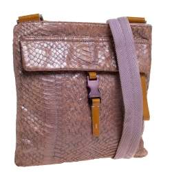 Prada Pink Python and Nylon Messenger Bag