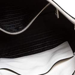 Pre Owned Prada White Vitello Phenix Leather Convertible Bag