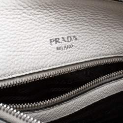 Pre Owned Prada White Vitello Phenix Leather Convertible Bag