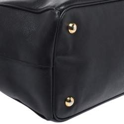 Pre Owned Prada Black Saffiano Lux Leather Large Double Zip Tote