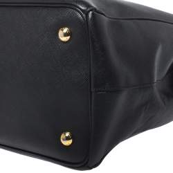 Pre Owned Prada Black Saffiano Lux Leather Large Double Zip Tote