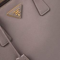 Pre Owned Prada Beige Saffiano Lux Leather Large Double Zip Tote