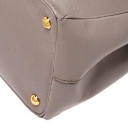 Pre Owned Prada Beige Saffiano Lux Leather Large Double Zip Tote