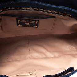 Pre Owned Prada Blue/Brown Denim Flap Chain Shoulder Bag