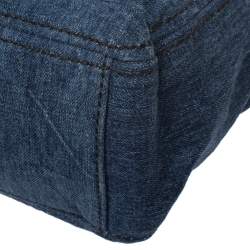 Pre Owned Prada Blue/Brown Denim Flap Chain Shoulder Bag