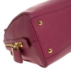 Pre Owned Prada Magenta Saffiano Lux Leather Bowler Bag
