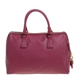Pre Owned Prada Magenta Saffiano Lux Leather Bowler Bag