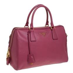 Pre Owned Prada Magenta Saffiano Lux Leather Bowler Bag