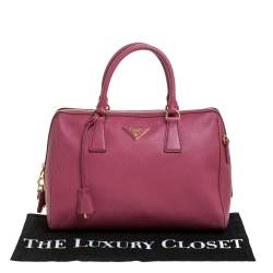 Pre Owned Prada Magenta Saffiano Lux Leather Bowler Bag