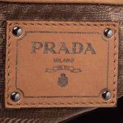 Pre Owned Prada Brown Nappa Gaufre Leather Flap Shoulder Bag