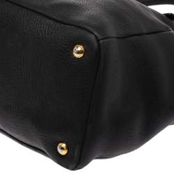 Pre Owned Prada Black Vitello Daino Leather Front Zip Hobo