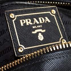 Pre Owned Prada Black Saffiano Lux Leather Medium Satchel
