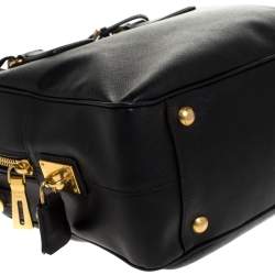 Pre Owned Prada Black Saffiano Lux Leather Medium Satchel