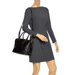 Pre Owned Prada Black Saffiano Lux Leather Medium Satchel