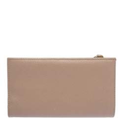 Pre Owned Prada Beige Leather Snap Continental Wallet