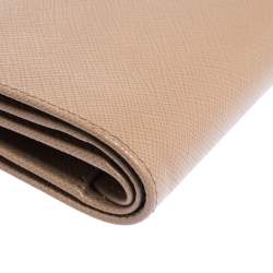 Pre Owned Prada Beige Leather Snap Continental Wallet