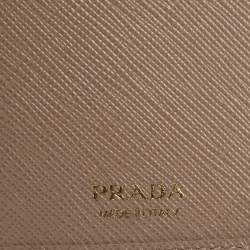 Pre Owned Prada Beige Leather Snap Continental Wallet