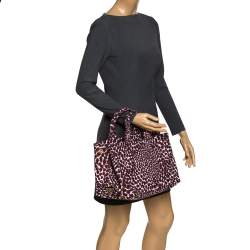 Pre Owned Prada Red Nylon Stampat Heart Print Canapa Tote