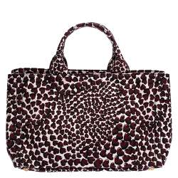 Pre Owned Prada Red Nylon Stampat Heart Print Canapa Tote