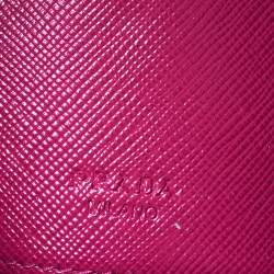 Pre Owned Prada Pink Saffiano Leather Envelope Wallet