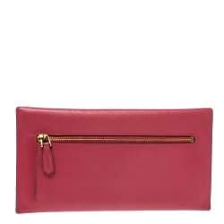 Pre Owned Prada Pink Saffiano Leather Envelope Wallet