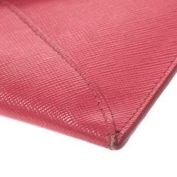 Pre Owned Prada Pink Saffiano Leather Envelope Wallet