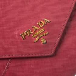 Pre Owned Prada Pink Saffiano Leather Envelope Wallet